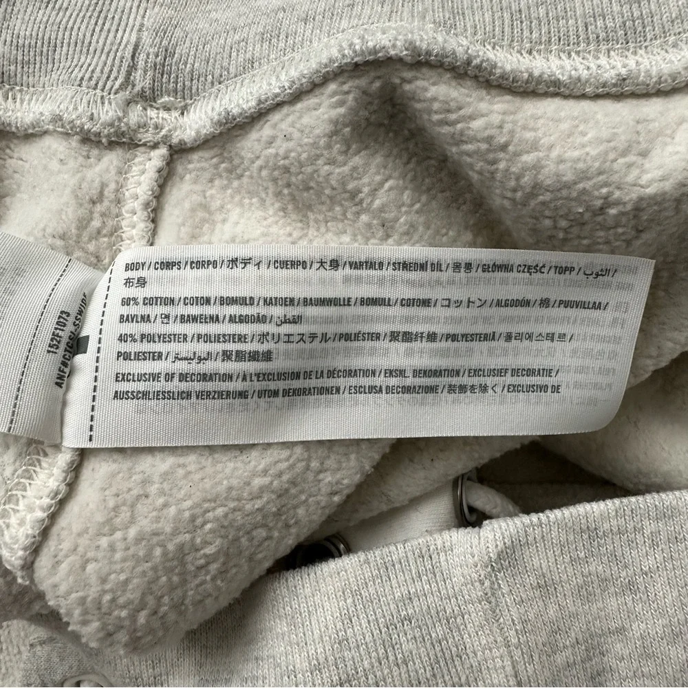 A&F Light Gray Soft Lace Up Front Cropped Long Sleeve Pullover Crew Sweatshirt - Picture 5 of 7